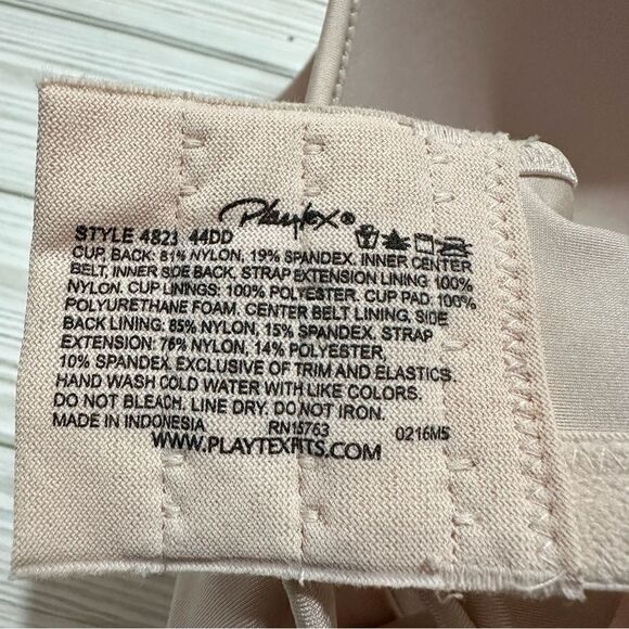 PLAYTEX LINED NUDE PINK LACE TRIM BRA 44DD - Picture 7 of 9